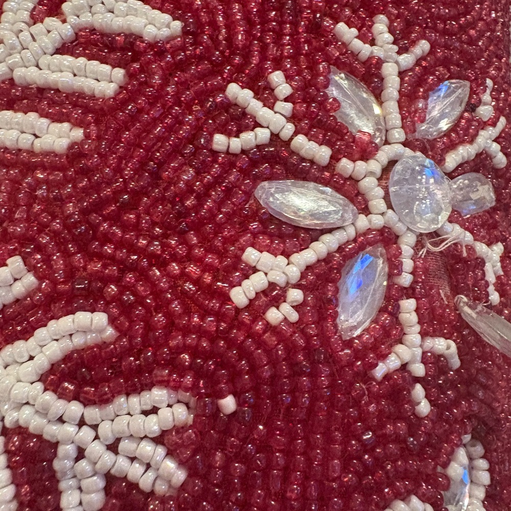 Two Festive Holiday beaded Pillows Snowflake and Tree Designs - Picture 6 of 11